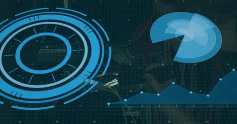 Image of diverse data processing on digital screen Stock Photos