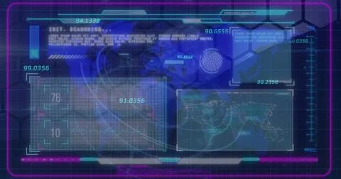 Image of diverse data processing over globe Foto stock