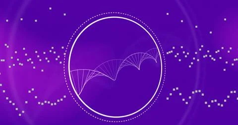 Image of dna and data processing over purple background イラスト素材