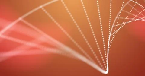 Image of dna rotating over orange background Stock Photos
