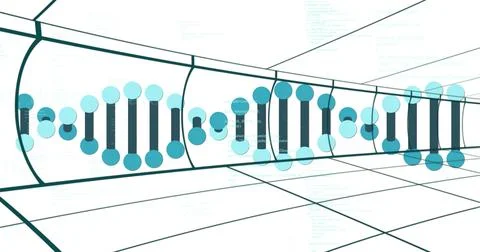 Image of DNA strand and binary coding for scientific data processing Stock Illustration