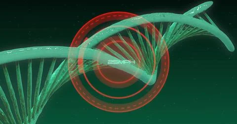 Image of dna strand and data processing over scope Stock Illustration