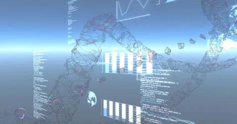 Image of dna strand and data processing Stock Illustration