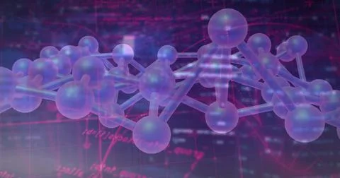 Image of dna strand and data processing over cityscape Foto stock