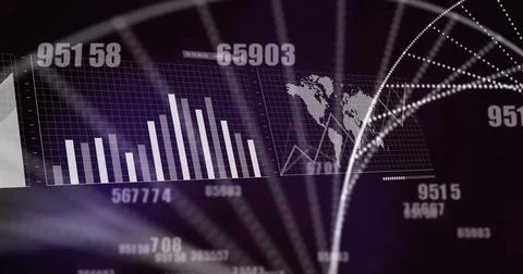 Image of dna strand and digital data processing over black background Illustrazione stock