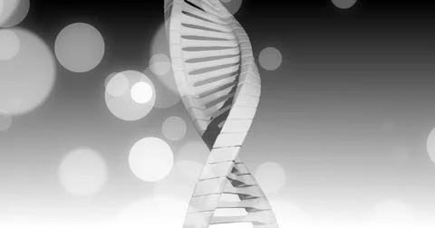 Image of dna strand and spots of light on dark background Stock Illustration