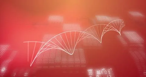 Image of dna strand, binary coding and data processing Stock Photos