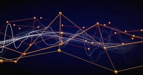 Image of dna strand, data processing over black background 库存插图