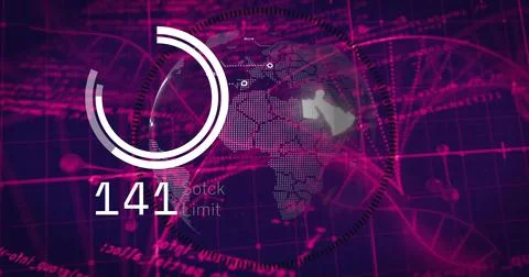 Image of dna strand, data processing over scope scanning on black background Stock Illustration