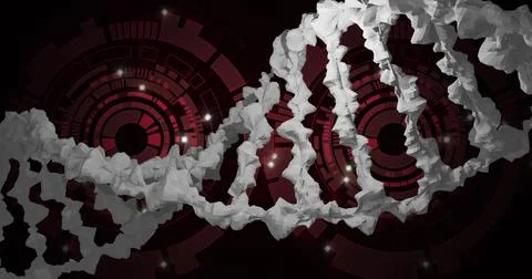 Image of dna strand, digital data processing over scopes イラスト素材