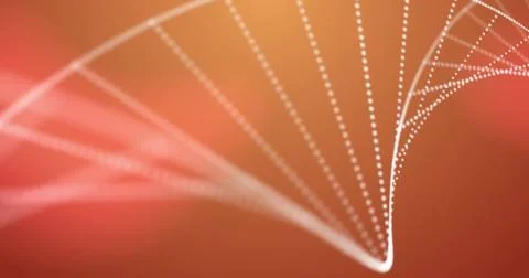 Image of dna strand on orange background Stock Illustration