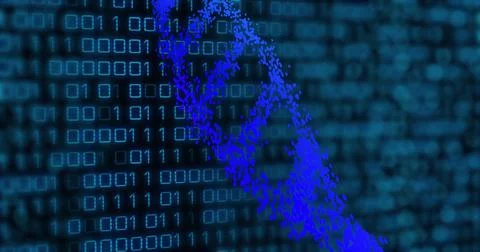 Image of dna strand over data processing on black background Stock Illustration