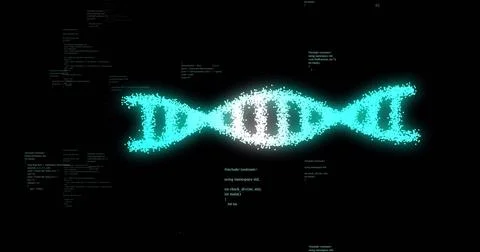 Image of dna strand over data processing on black background Stock Illustration