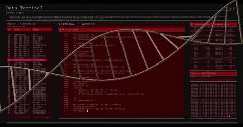 Image of dna strand over data processing イラスト素材