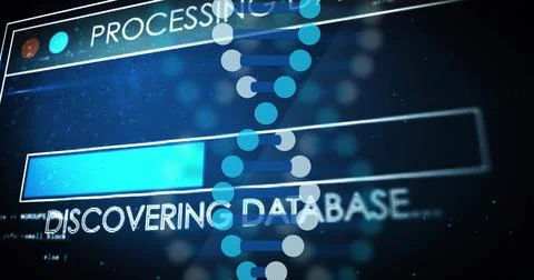 Image of dna strand over data processing Stockillustratie