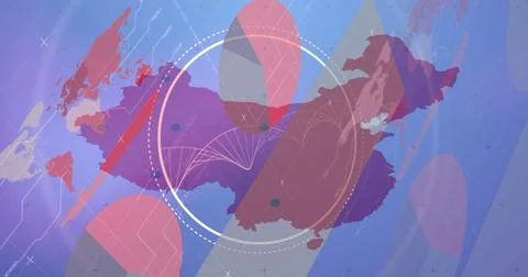 Image of dna strand over data processing and world map Stock Illustration