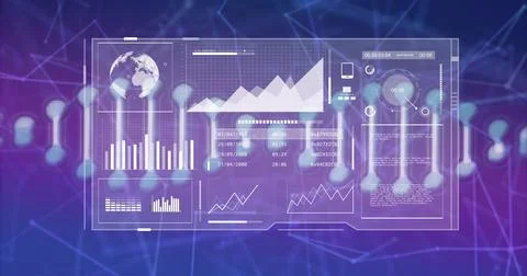Image of dna strand over data processing Stock Illustration
