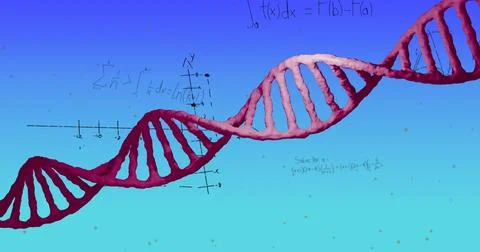 Image of dna strand over data processing Stockfoto's
