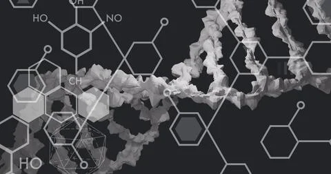 Image of dna strand over data processing 写真素材