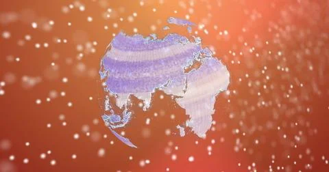 Image of dna strand over globe on orange background 스톡 사진