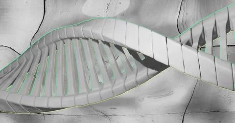 Image of dna strand over gray background Stock Photos
