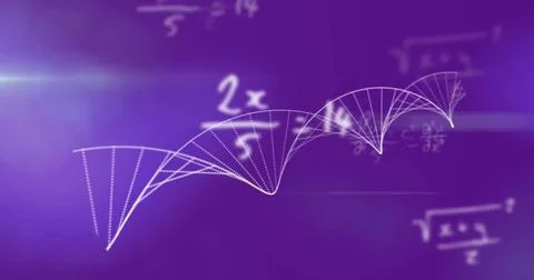 Image of dna strand over mathematical equations Stock Illustration