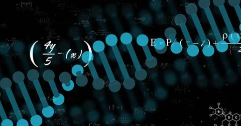 Image of dna strand over mathematical equations Stock Illustration