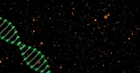 Image of dna strand over moving spots Stock Illustration