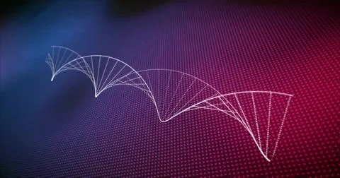 Image of dna strand over moving spots Stock Illustration