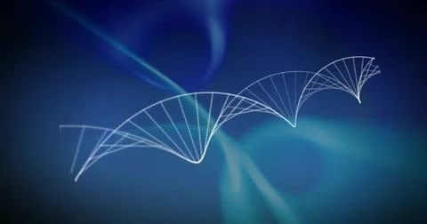 Image of dna strand over moving shapes 库存插图