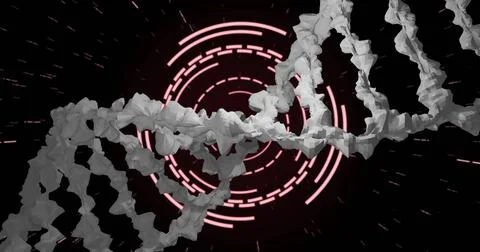 Image of dna strand over scope scanning Stock Illustration