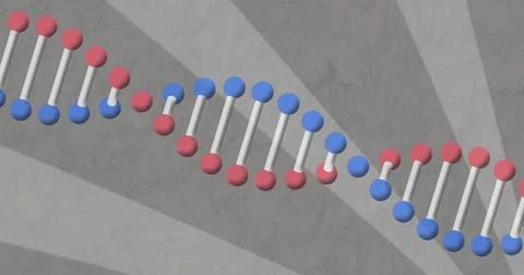 Image of dna strand over stripes spinning Stock Illustration