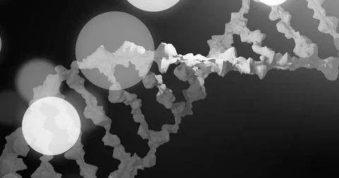 Image of dna strand over white spots moving 库存插图