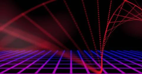 Image of dna strand spinning over metaverse background Stock Illustration