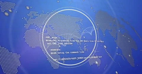 Image of dna strand, world map and data processing Foto stock