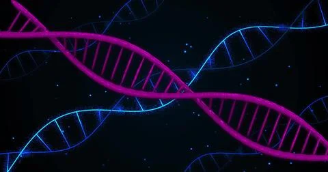 Image of dna strands and data processing Foto stock