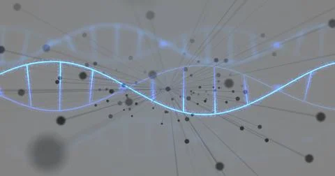 Image of dna strands over black spots Stockillustratie