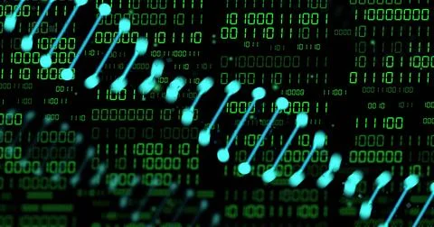 Image of dna strands over data processing on black background Stock Illustration