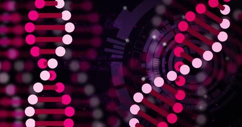 Image of dna strands over scope scanning Stock Illustration