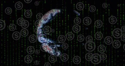 Image of dollar symbol over globe and data processing on black background 스톡 사진