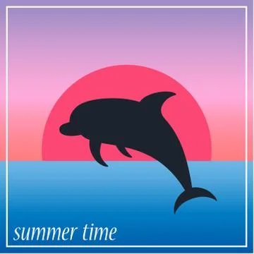 Image dolphin in the sun and ocean. Stock Illustration