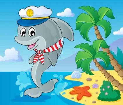 Image with dolphin theme - illustration. Stock Illustration