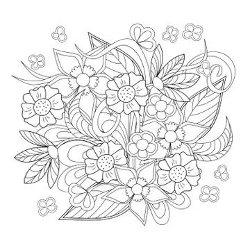 Image with doodle flowers Stock Illustration