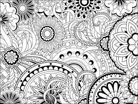 Image with doodle mandalas and tangle elements Stock Illustration
