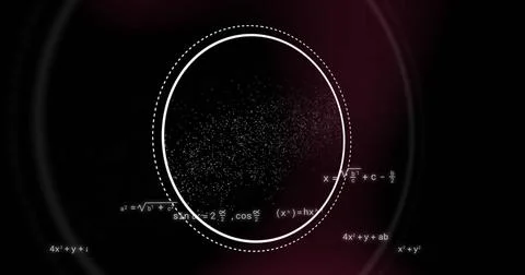 Image of dots and data processing over black background 写真素材