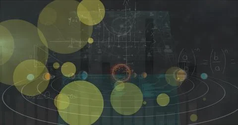 Image of dots blinking over solar system and data on digital screens over black 스톡 일러스트