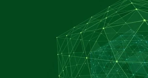 Image of dots connected with lines forming geometric shapes over black Foto stock