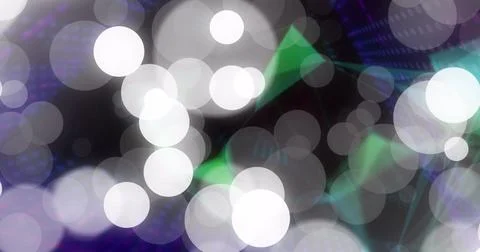 Image of dots falling over digital space with shapes Stock Illustration