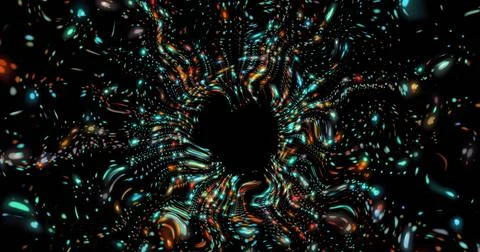 Image of dots forming dynamic wave pattern against black background Stock Photos