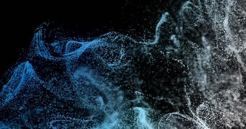 Image of dots forming dynamic wave pattern against black background Stock Photos